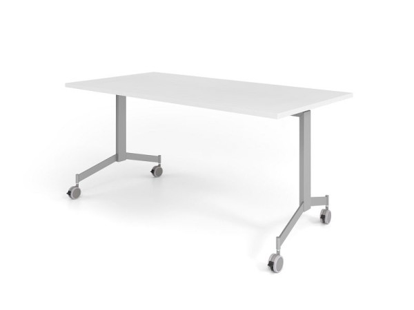 Hammerbacher verrijdbare klaptafel 160x80cm, wit, tafelblad kantelbaar 90°, VKF16/W/S