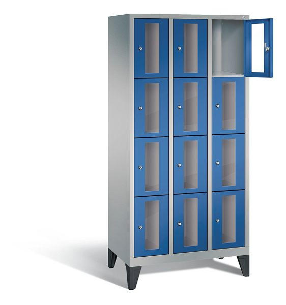 C+P lockerkast Classic, H1850xB900xD500mm, kleur: wit aluminium / gentiaanblauw, 8010A304 S10010