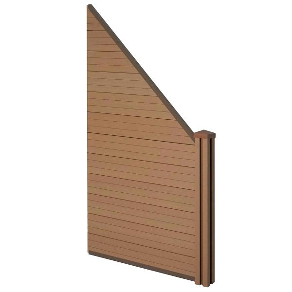Mendler WPC inkijkscherm Sarthe, windscherm, WPC paal, aanbouwelement schuin rechts, 0,98m teak, 77569