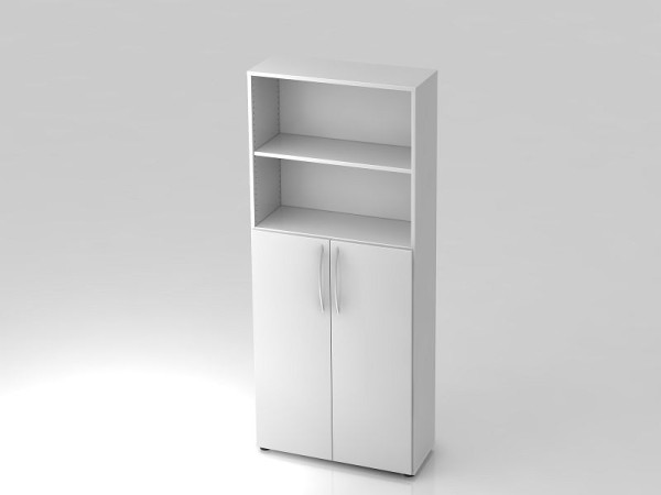 Hammerbacher plank 5OH, 3OH deuren onder, beugelgreep wit/wit, 80x34,6x188 cm (BxDxH), V4770/B/W/BM