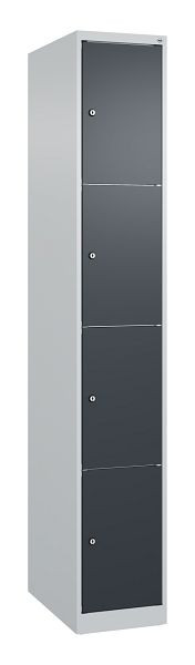C+P Schließfachschrank Classic PLUS, 1850x300x500mm, 7035/7016, mit 4 Fächern, 080000-104 S10007