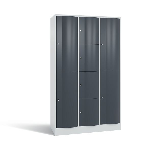 C+P Schließfachschrank Resisto, 8 Fächer, H1950xB1148xT540 mm, Grau/Anthrazit, 8070-3722 S10044