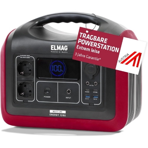 ELMAG draagbare krachtcentrale ENERGY 1200, 1200W, LiFEPO4-batterij met 992Wh, 52902