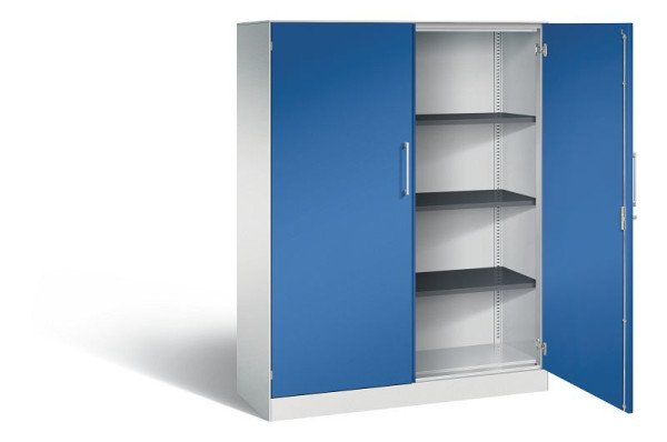 C+P vleugeldeurkast Asisto, H1635xB1200xD435mm, kleur: lichtgrijs / gentiaanblauw, beugelgreep, 4 niveaus, 141011-000 S10058