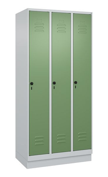 C+P luierkluis Classic PLUS met middenwand, bodem, 3 vakken, 1950x900x500mm, 7035/6011, veiligheidsdraaigrendel, 080020-30F S10006