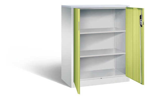 C+P kantoorkast Acurado, H1200xB930xD500mm, kleur: lichtgrijs/maaggroen, verzonken handgreep, 3 niveaus, 9287-1200 S10225