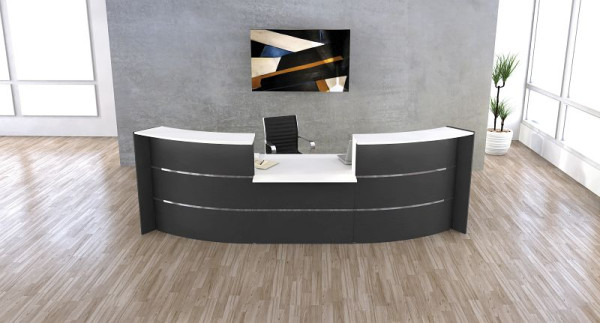 Kerkmann Bari gebogen toonbank met lage module, B 3575 mm x D 1225 mm x H 1120 mm, kleur: antraciet, 21355413