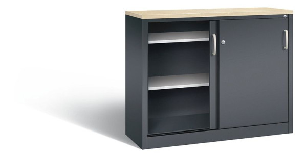 C+P dressoir met schuifdeuren Acurado, H1000xB1200xD400mm, kleur: zwartgrijs, beugelgreep, 2046-00 S10234
