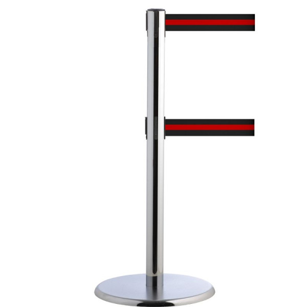 Stein HGS HGS personengeleidingssysteem -P-Line Duo-, chroom, zwart/rood/zwart horizontaal (gestreept), met magnetisch banduiteinde, bandlengte: 2 x 2,3 m, 14148-0904