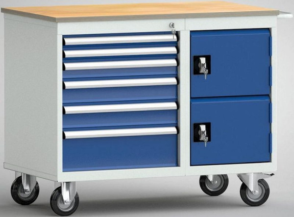 KLW standaard werkbank, 1000 x 620 x 830 mm, met beuken multiplex blad, WS826N-1000M20-E1902