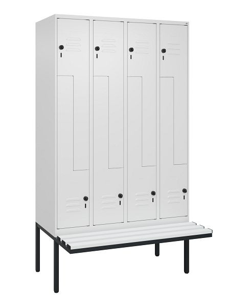 C+P Z-Spind Classic PLUS, bank, 8 vakken, 2120x1200x815mm, 9016/9016, veiligheidsdraaislot, 0800437-408 S10044