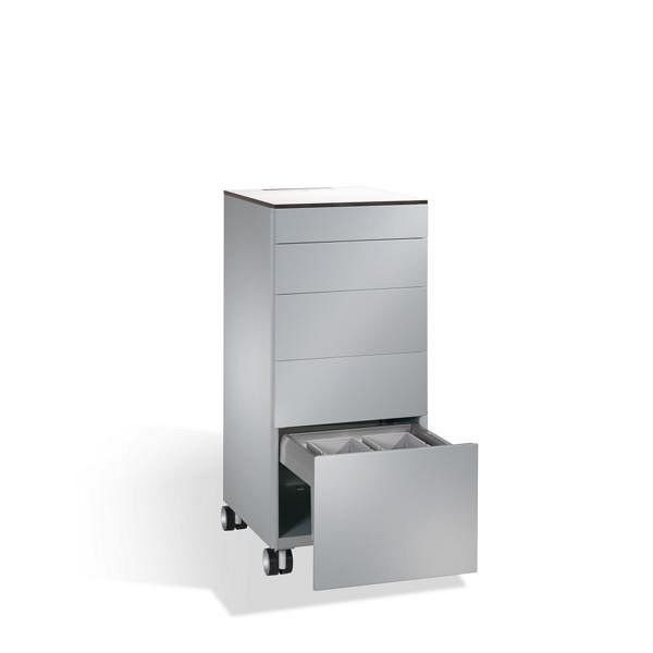 C+P Horeca-Caddy Asisto, H1157xB500xD600mm, kleur: wit aluminium, stuur, 54780-150 S10019