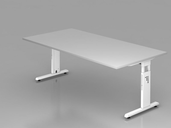 Hammerbacher bureau C-poot 200x100cm grijs/wit, werkhoogte 65-85 cm, VOS2E/5/W