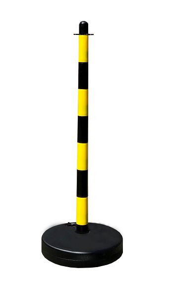 Schake kunststof paal Ø 40 mm, geel/zwarte vulbare voet, 4041KBS