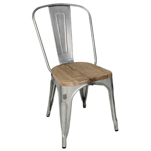 Gegalvaniseerde stalen Bolero bistrostoelen met houten zitting 4 stuks, GM642