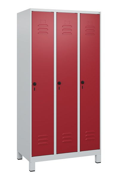 C+P luierkluis Classic PLUS met middenwand, voeten, 3 vakken, 1800x900x500mm, 7035/3003, veiligheidsdraaigrendel, 0800107-30F S10001
