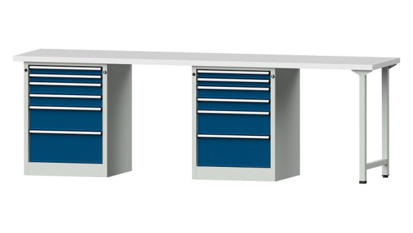 ANKE werkbanken combinatie werkbank, model 916 V, 2800 x 700 x 890 mm, RAL 7035/5010, KSP 40 mm, 415.149