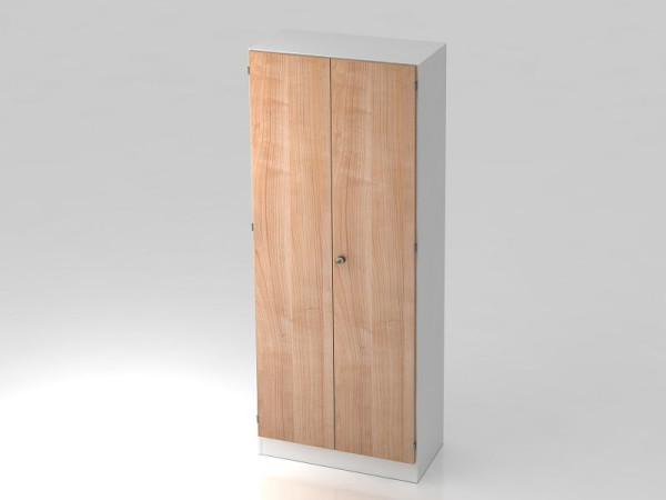 Hammerbacher kast 5OH met plint gestreept handvat wit/walnoot, 80x42x200,4 cm (BxDxH), V6100/W/N/SG