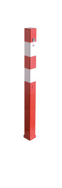 Schake afzetpaal stalen buis 70 x 70 mm afneembaar, met 8 mm driehoekige bevestiging, thermisch verzinkt en wit gecoat, 470NB