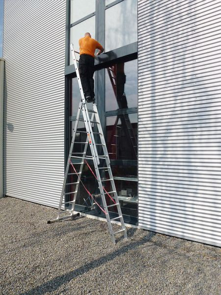Euroline aluminium multifunctionele ladder 3-delig model nr. 207 met 3 x 9 treden, verticale ladderhoogte 5,9m, 2074109