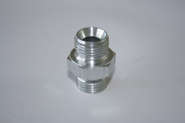 ELMAG HD dubbele nippel 'staal verzinkt', AG 1/2" x AG 1/2", tot 400 bar, met 60° universele afdichtingskegel, 42218