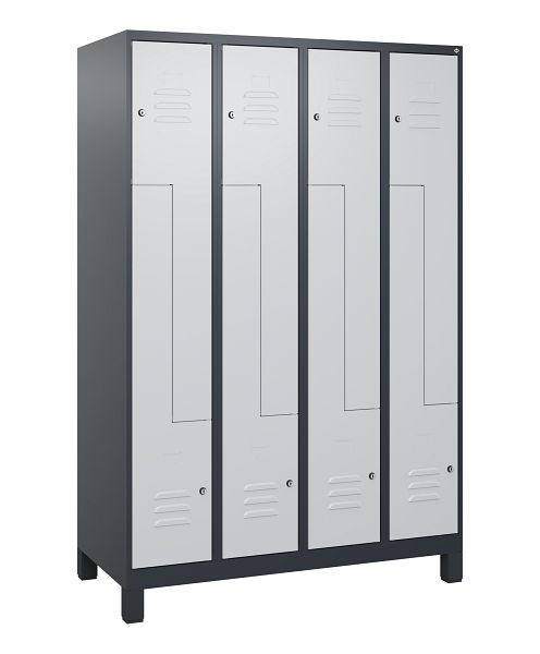 C+P Z-Spind Classic PLUS, voeten, 8 vakken, 1800x1200x500mm, 7016/7035, cilindersloten, 0800137-408 S10028