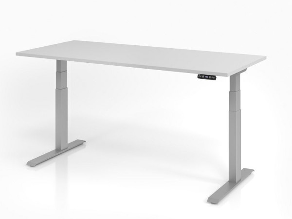 Hammerbacher bureau XDKB19, 180 x 80 cm, blad: grijs, 25 mm dik, ABS dikke rand, rechthoekige vorm, VXDKB19/5/S