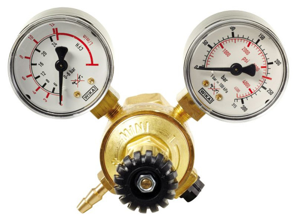 ELMAG drukregelaar 'Argon/Co2' serie 'MINI', met 2 manometers Ø 50mm voor EUROMIG serie (voorheen art.nr. 9504410), 54105