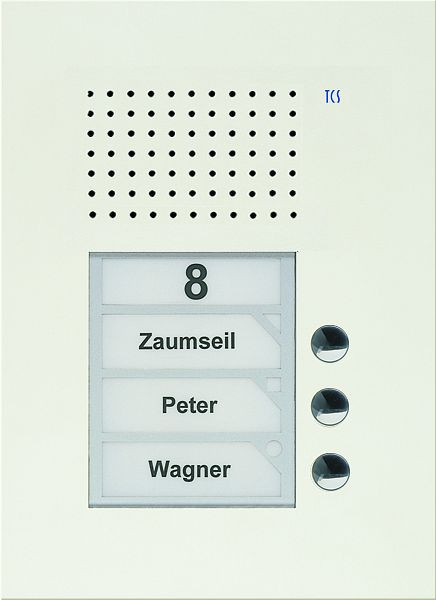 TCS audio voordeurstation serie PUK 3 belknoppen (rechts uitgelijnd), 1-koloms, UP wit, PUK03/1-WS