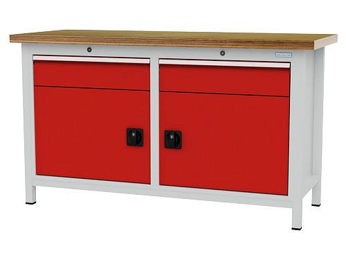 Bedrunka+Hirth boxwerkbank, R 24-16, aantal lades: 2, aantal draaideuren: 2, afmetingen: 1500 x 600 x 859 mm, draagvermogen lade(s): 75 kg, 03T515H60475