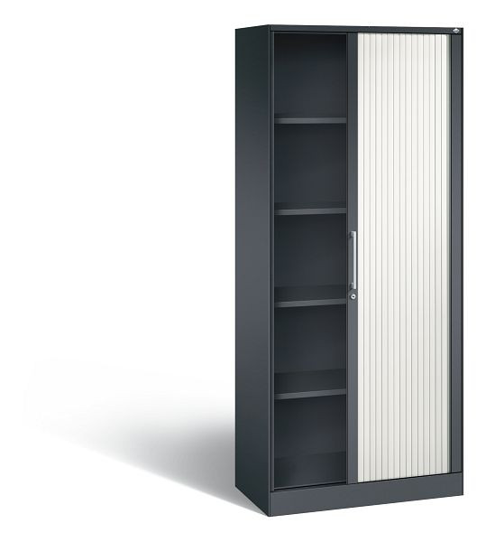 C+P rolluikkast Asisto, H1980xB800xD435mm, kleur: zwartgrijs/verkeerswit, beugelgreep, 5 niveaus, 143003-000 S10048