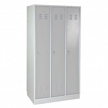 ADB kledingkast/locker 3 deuren, afmetingen (H x B x D): 1775 x 890 x 500 mm, corpuskleur: lichtgrijs (RAL 7035), deurkleur: lichtgrijs (RAL 7035), 40911