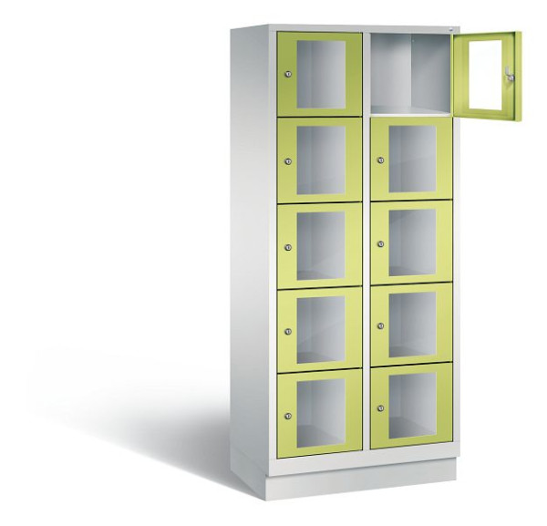 C+P lockerkast Classic, H1800xW810xD500mm, kleur: lichtgrijs / virid groen, 8020A225 S10007