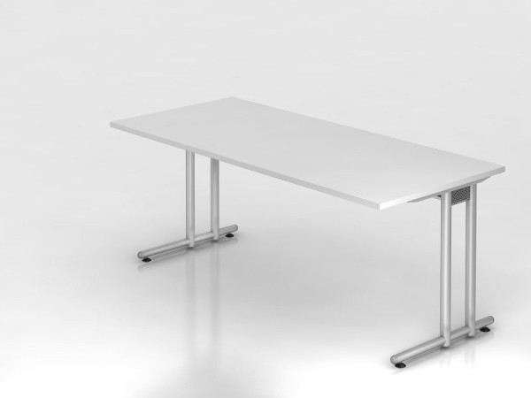 Hammerbacher bureau C-poot 180x80cm wit/zilver, werkhoogte 72 cm, VNS19/W/S