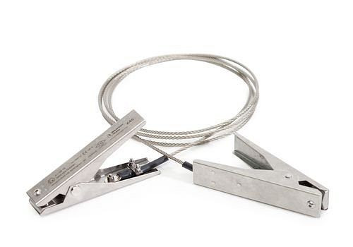 DENIOS aardingskabel met 2 aardingsklemmen en ATEX-goedkeuring, 2 m kabellengte, 165-880