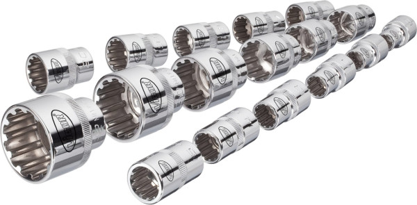 VIGOR multi-profiel doppenset, hol vierkant 12,5 mm (1/2 inch), multi-profiel, 10 - 32, aantal gereedschappen: 17, V1898