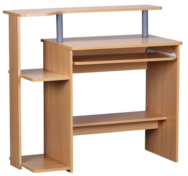 Wohnling computertafel beuken 94 x 90,5 x 48,5 cm laptoptafel modern met toetsenborduittrekbaar, WL1.163
