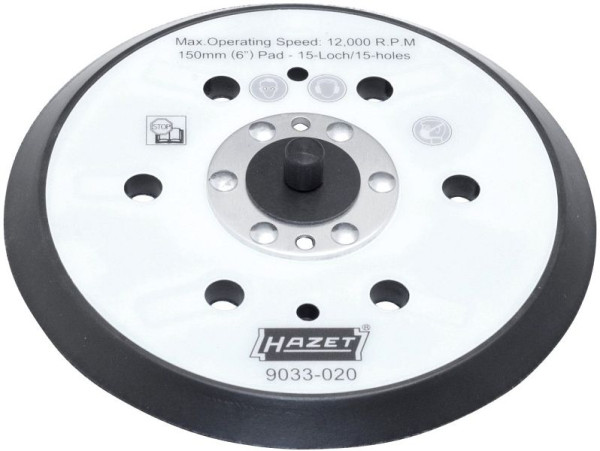 Hazet schuurzool, medium hardheid met vezelrug, klittenbandbevestiging, Ø 150 mm met 5/16" schroefdraad, nettogewicht: 0,17 kg, 9033-020