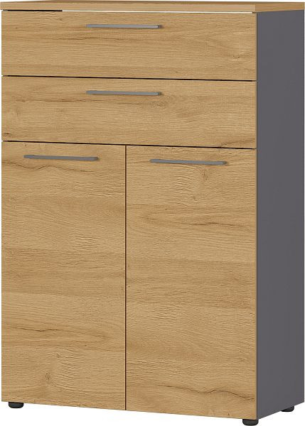 DUITSLAND GW-AGENDA archiefkast met twee lades en twee deuren 4233 grafiet / Kleinzoon eiken imitatie, 4233-564