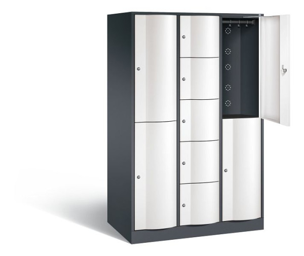 C+P combinatie lockerkast Resisto, H1950xB1148xD640mm, kleur: zwartgrijs / verkeerswit, 8070-3730 S10026