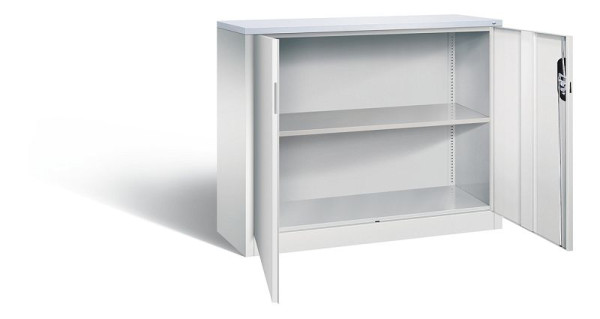 C+P kantoorkast Acurado, H1000xB1200xD400mm, kleur: lichtgrijs, verzonken handgreep, 2 niveaus, 9466-1200 S10296