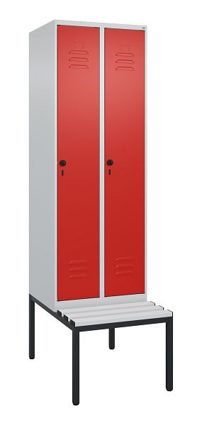 C+P luierkluis Classic PLUS, met onderbank, 2 vakken, 2120x600x815mm, 7035/3020, draaibare sluiting, 0800507-20 S10032