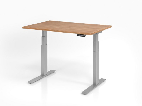 Hammerbacher bureau XDKB12, 120 x 80 cm, blad: walnoot, 25 mm dik, ABS dikke rand, rechthoekige vorm, VXDKB12/N/S