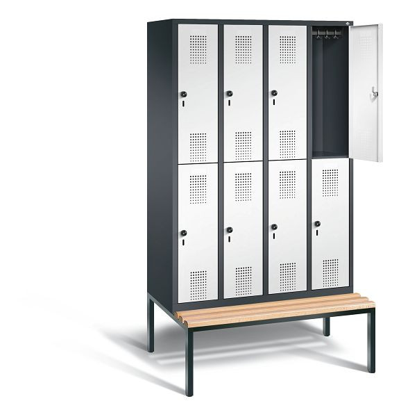 C+P locker, dubbellaags Evolo, H2090xW1190xD815mm, kleur: zwartgrijs / verkeerswit, 48350-40 S10359