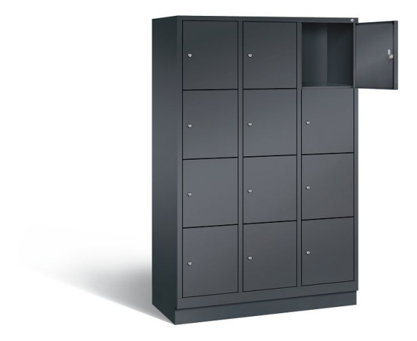 C+P lockerkast Evolo, H1800xB1200xD500mm, kleur: zwart-grijs, 48020-324 S10053