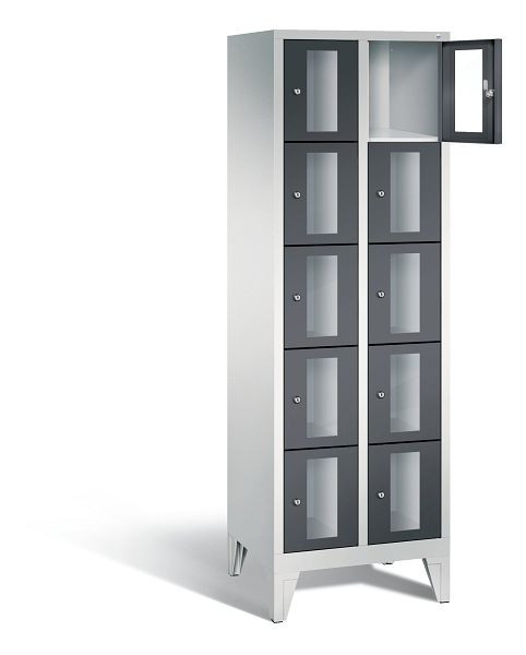 C+P lockerkast Classic, H1850xW610xD500mm, kleur: lichtgrijs / zwartgrijs, 8010A205 S10005