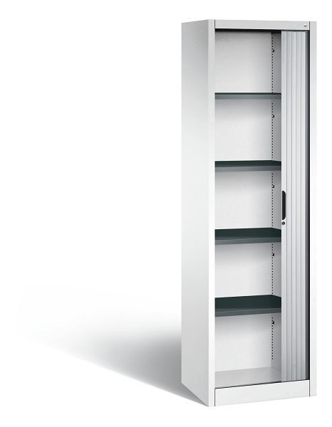 C+P rolluikkast Omnispace, H1980xB600xD420mm, kleur: verkeerswit/wit aluminium, verzonken greep, 5 niveaus, 3200-00L S10110
