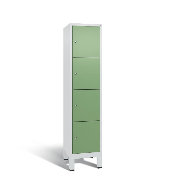 C+P Schließfachschrank Evolo, 4 Fächer, H1850xB420xT500 mm, Grau/Resedagrün, 48010-124 S10146
