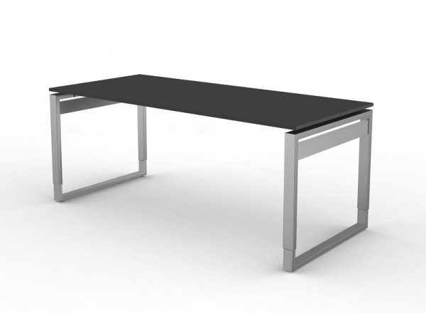 Kerkmann bureau met ijzeren frame, vorm 5, B 1800 x D 800 x H 680-820 mm, antraciet, 11406213