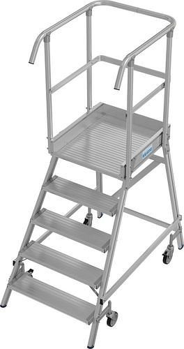 Krause platformladder van aluminium, verrijdbaar, 5 treden, eenzijdig beklimbaar, conform EN 131-7, 312166
